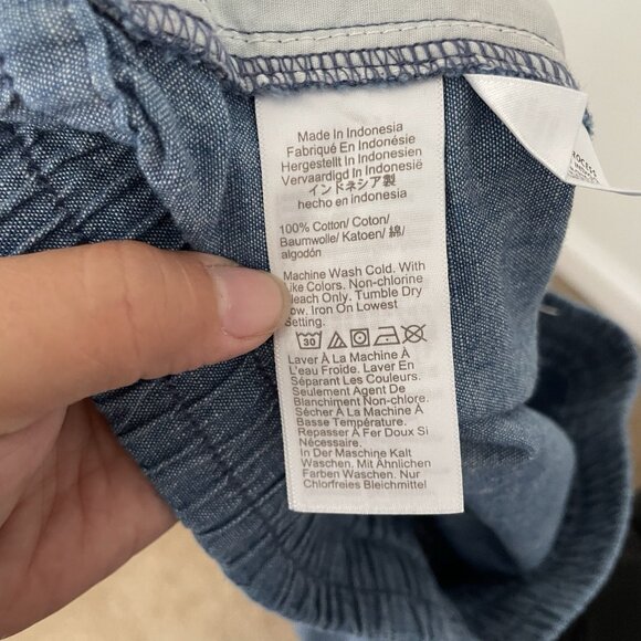 J. Crew Chambray Blue Drawstring Cropped Cuffed Trouser Pants 100% Cotton Size 4 - Picture 9 of 9